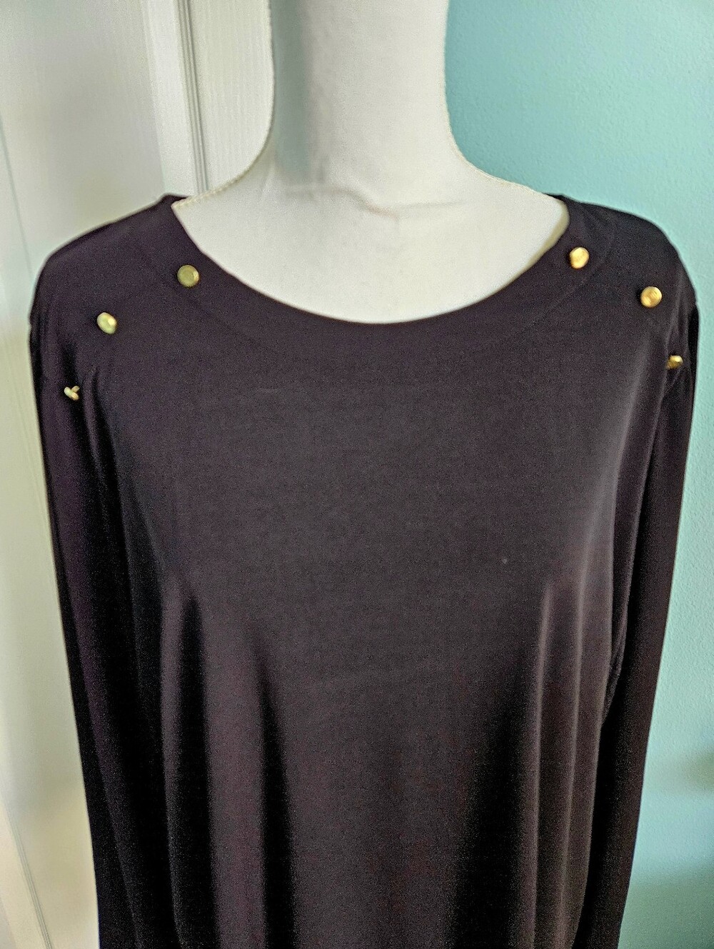 NWT Long-Sleeve Top with Gold Buttons